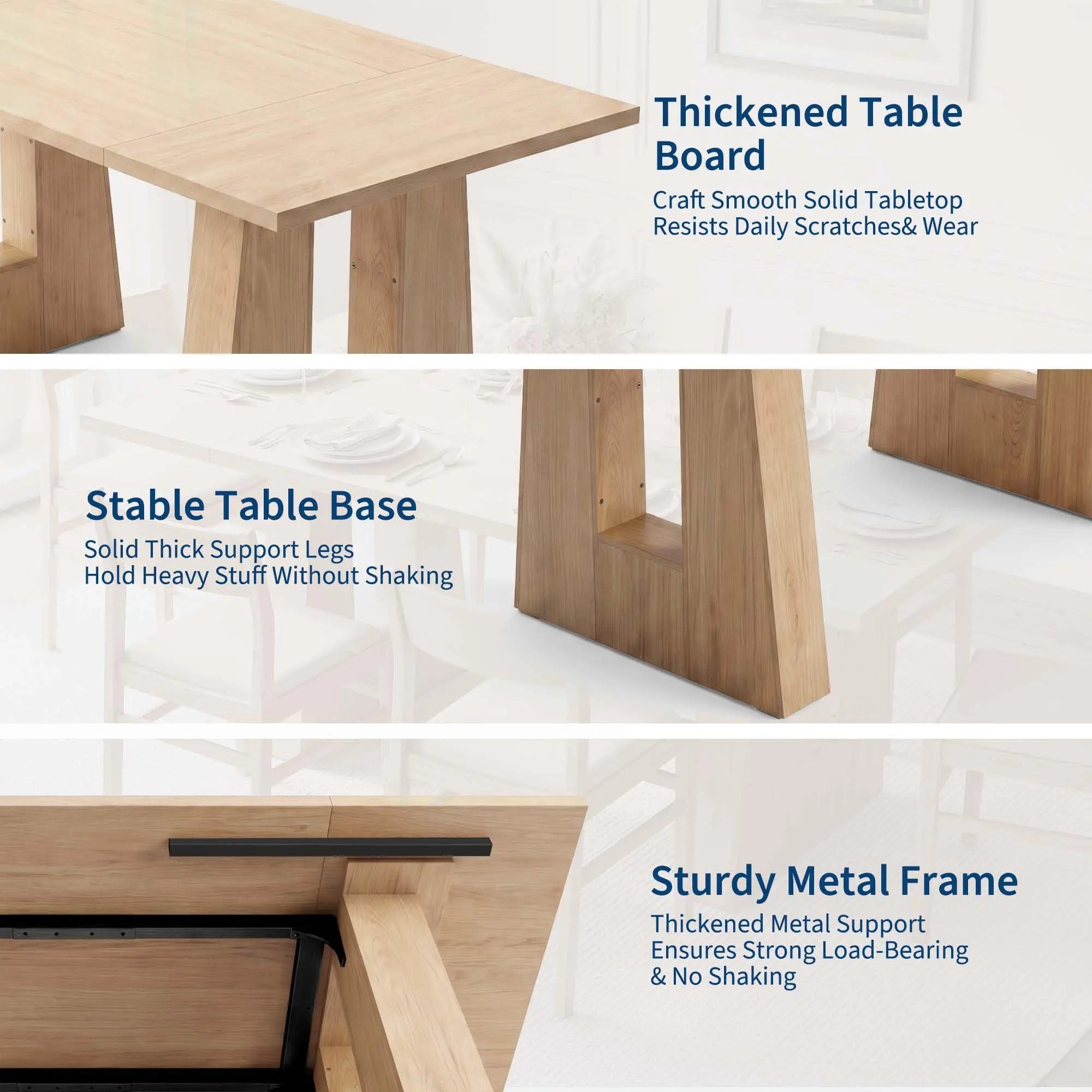 HiMISS Modern Dining Table — Mid Century Rectangular Kitchen Table