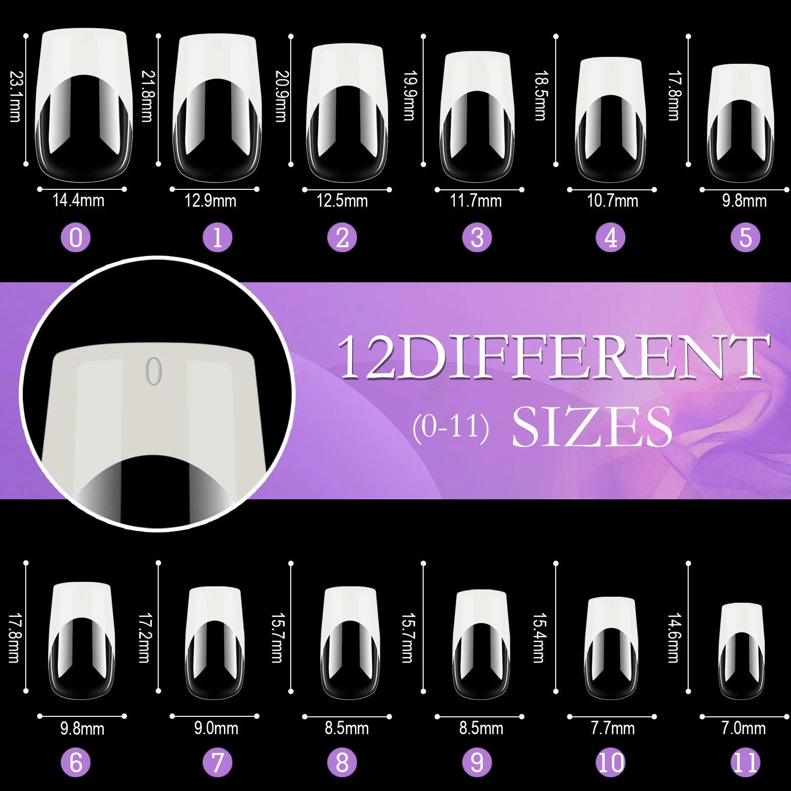 French Tip Press On Nails — Medium Almond Chrome Design, 120 Piece Set