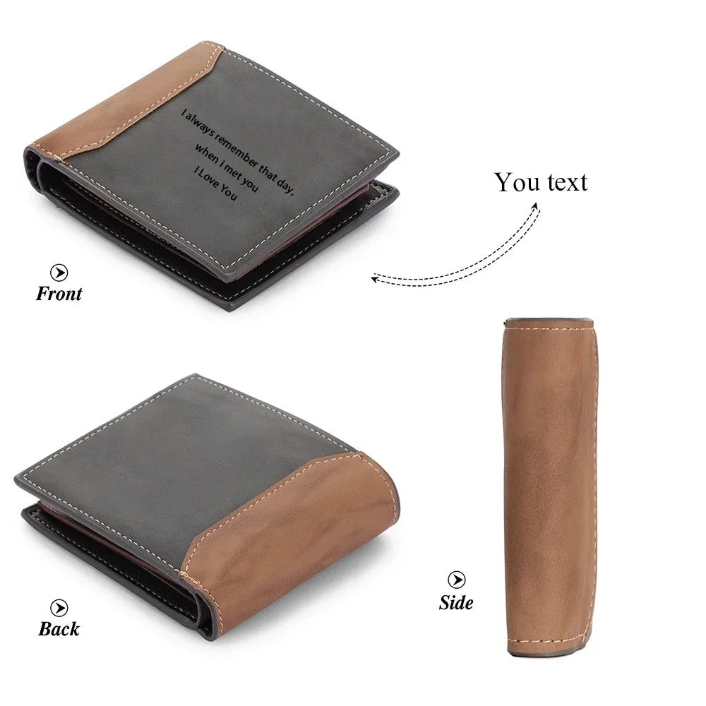 Personalized Photo Bifold Wallet — Custom Name Card Holder for Men