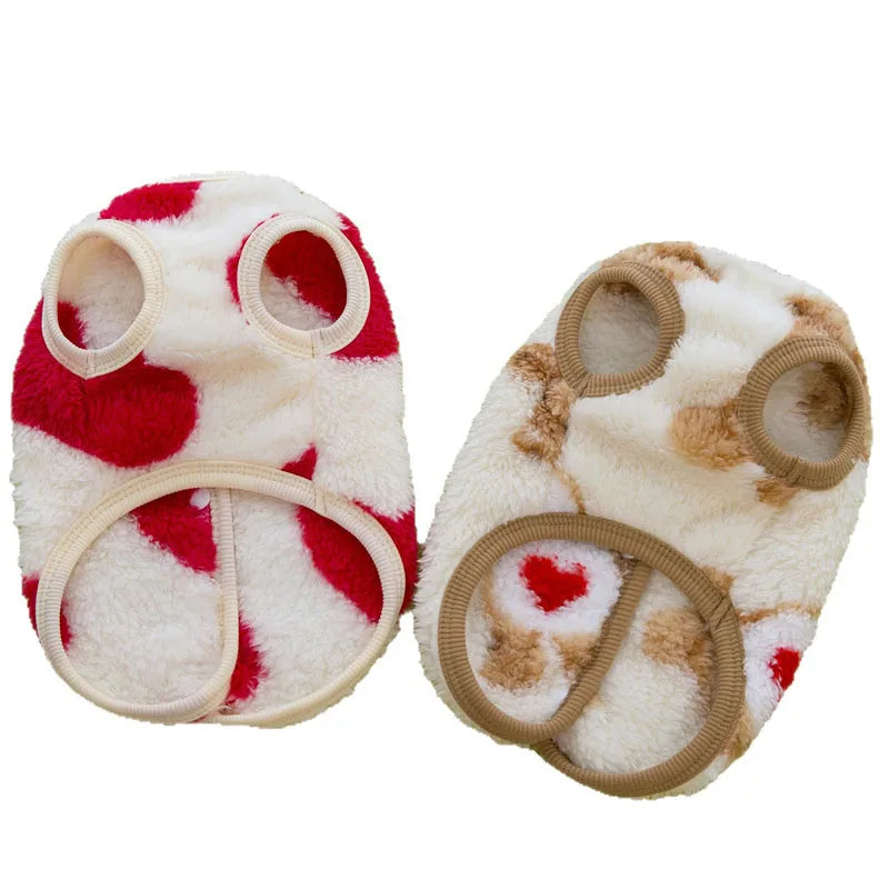 ABQP Cartoon Pet Fleece Vest — Warm Winter Coat for Dogs and Cats