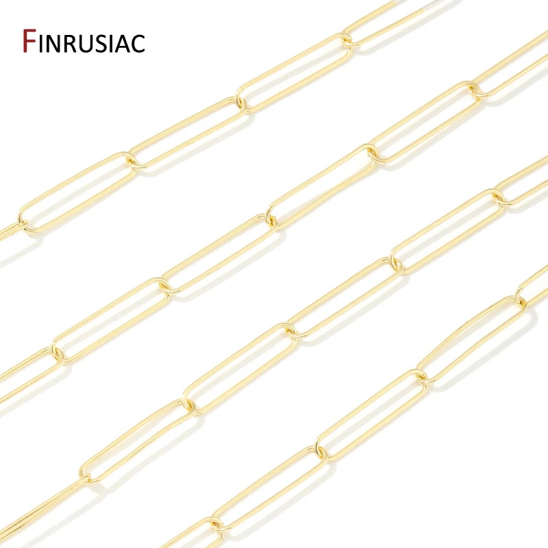 FINRUSIAC 14K Gold Plated Brass Cable Chain — DIY Jewelry Making Supplies
