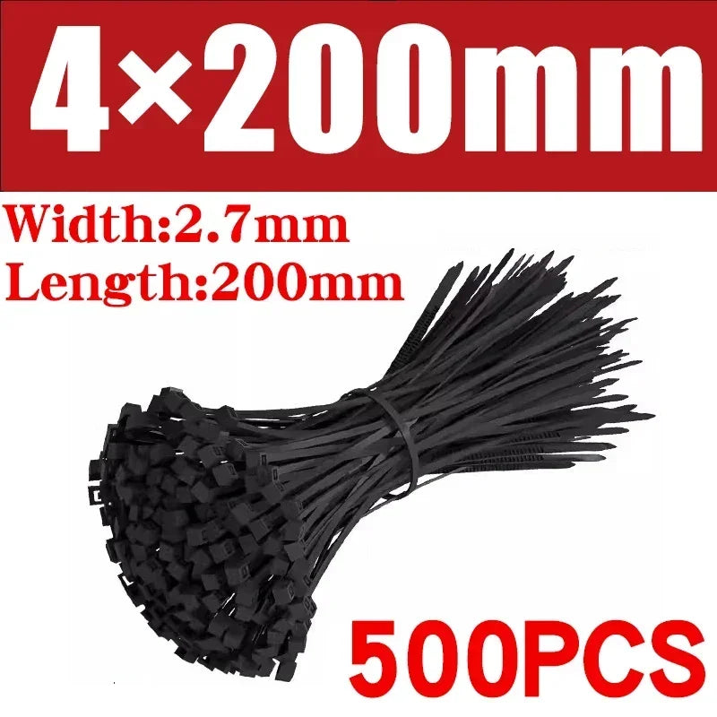 Nylon Cable Tie Set — Self-Locking Plastic Zip Wraps for Wire Management