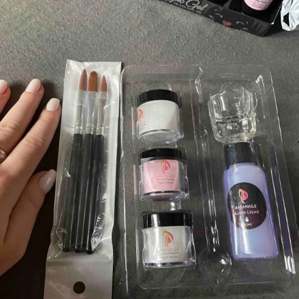 HotPress Professional Acrylic Nail Kit — 8-Piece Monomer and Powder Set