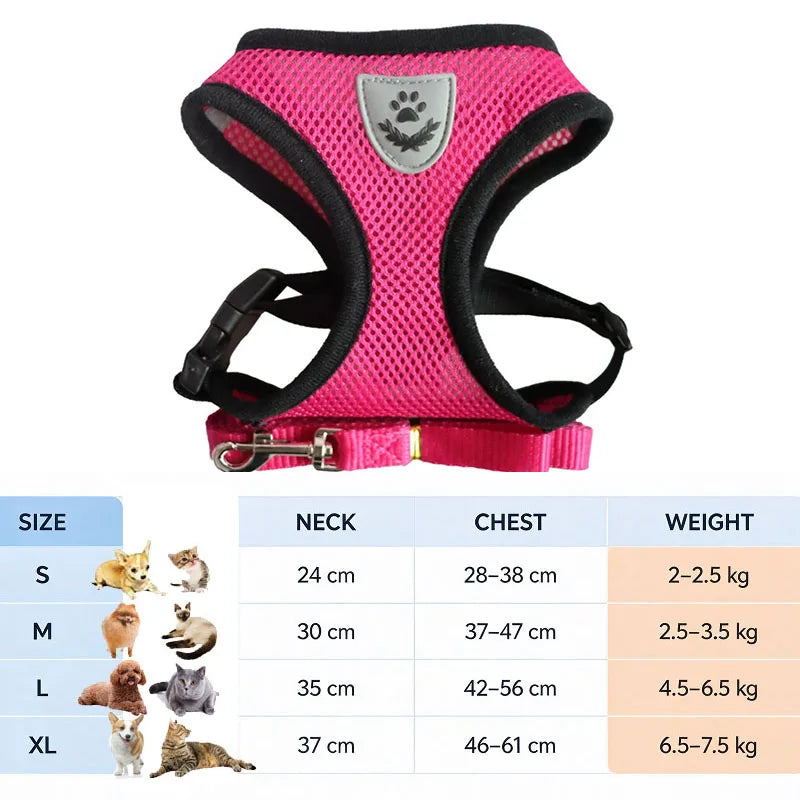Anti-Escape Cat Harness and Leash Set — Reflective Pet Vest with Quick Release