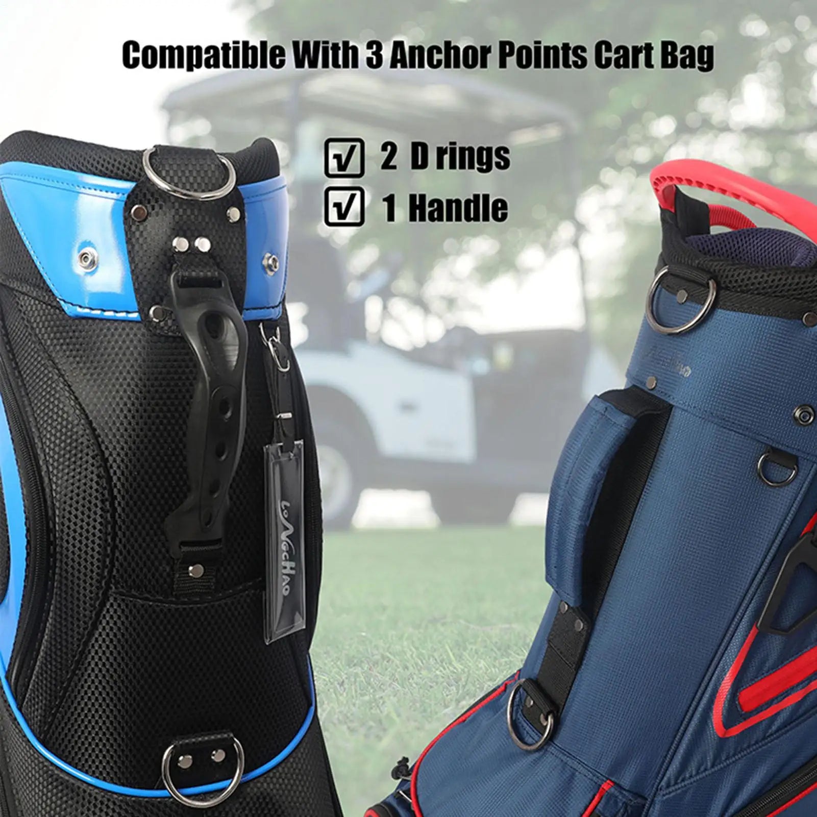 Adjustable Double Shoulder Golf Bag Strap — Padded Nylon Replacement