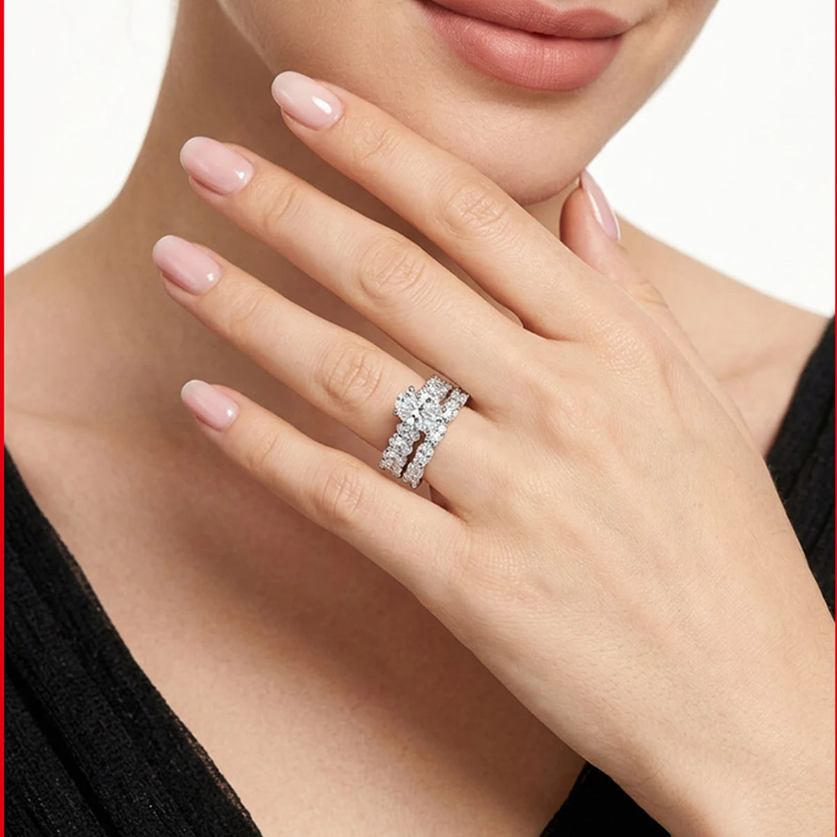 LYEE CYEE Moissanite Ring Set — 925 Sterling Silver Bridal Jewelry