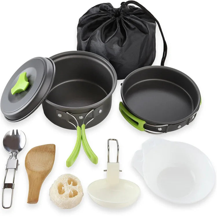 Portable Camping Cookware Set — Lightweight Aluminum Pot and Pan Kit
