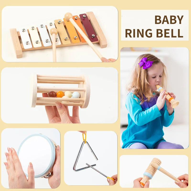 Brozebra Wooden Handheld Bell — Montessori Musical Percussion Toy