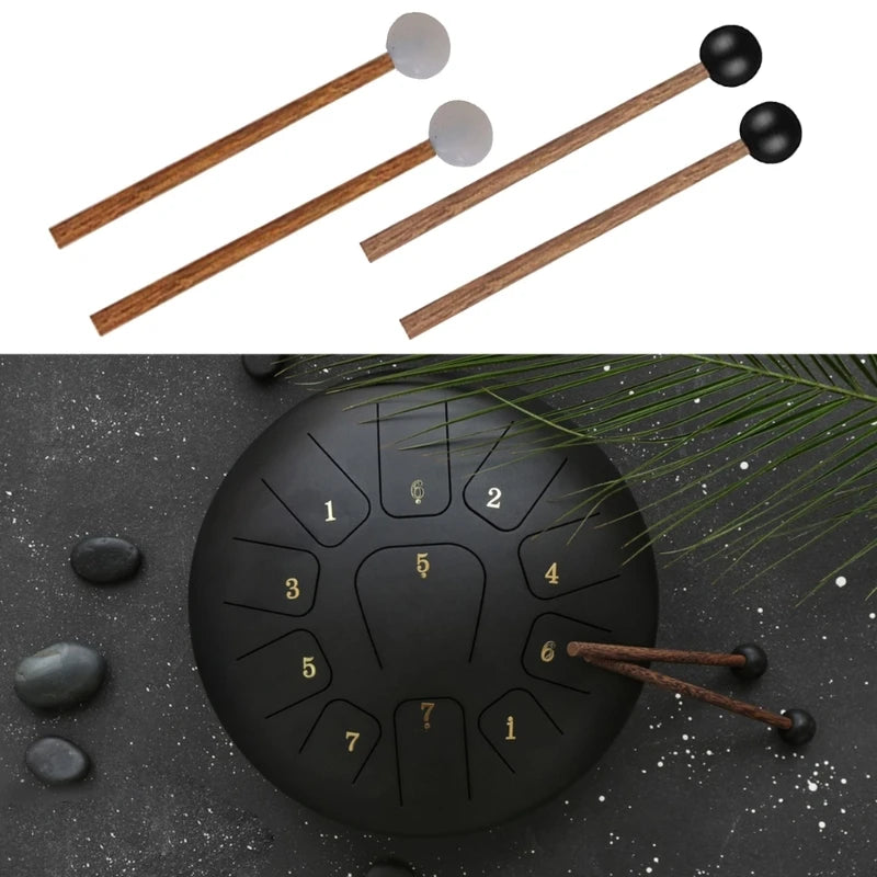 Steel Tongue Drum Mallets — Rubber Head Percussion Sticks with Handle