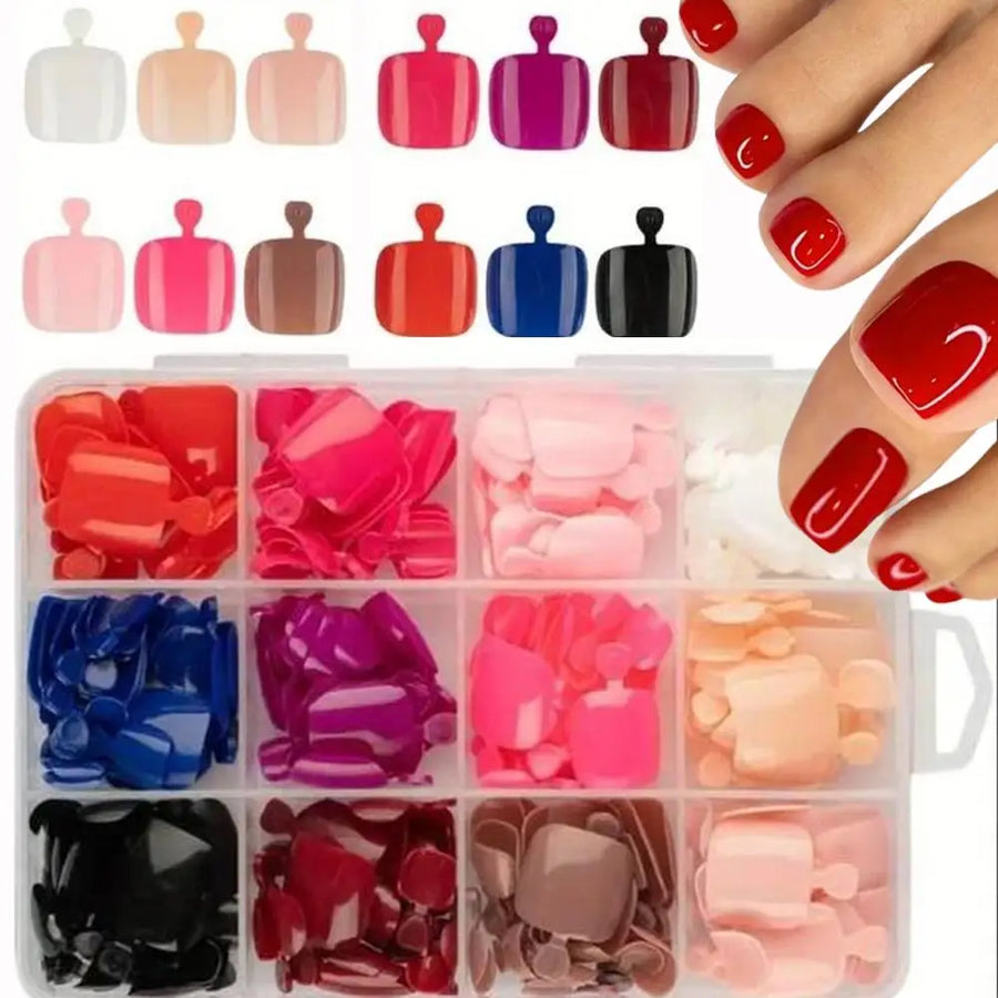 MAFANAILS Solid Color Press On Toenails — Short Square Full Cover Tips