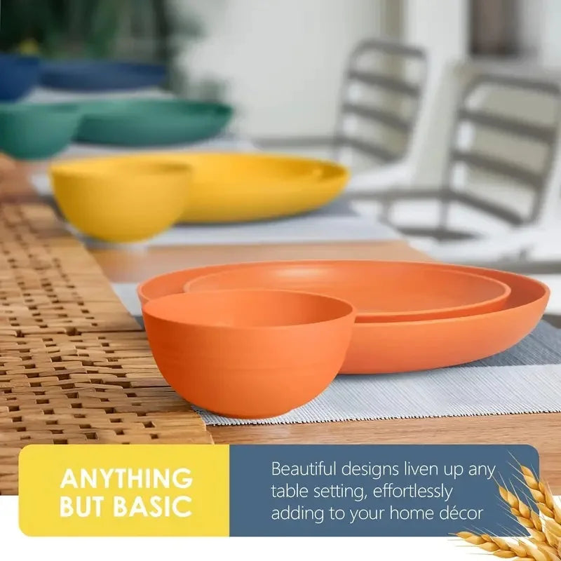 32 Piece Wheat Straw Dinnerware Set — Reusable Service for 8