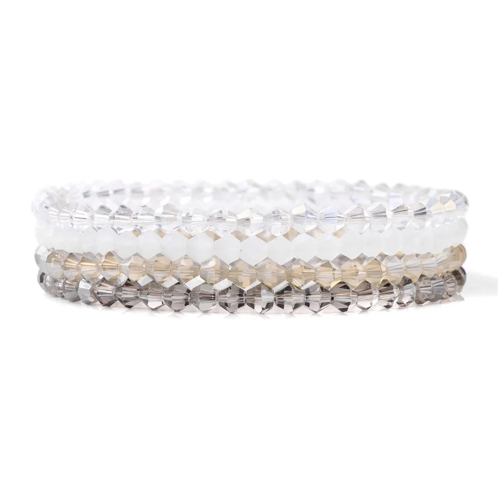 vinswet Crystal Bead Bracelet Set — Elegant Gold Tone Jewelry for Women