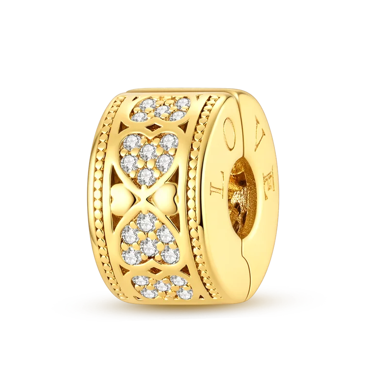 Charmhub Sparkling Zircon Elephant Charm — Gold Plated 925 Sterling Silver Bead