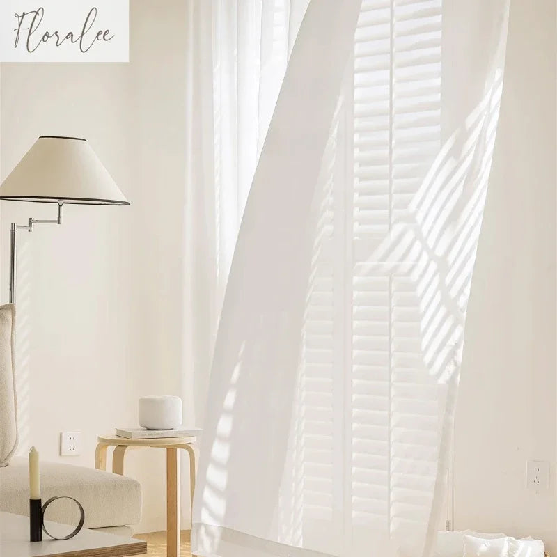 JESSANS Luxury White Tulle Curtains — Sheer Chiffon Voile Window Drapes