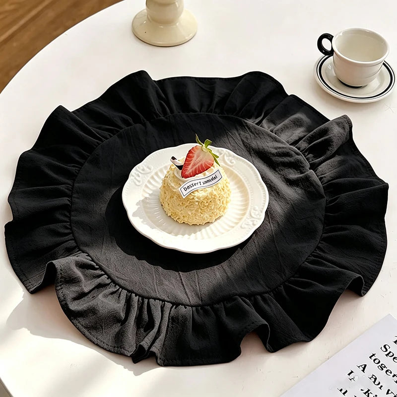 Cotton Ruffle Placemats and Napkins — Elegant Table Decor for Dining