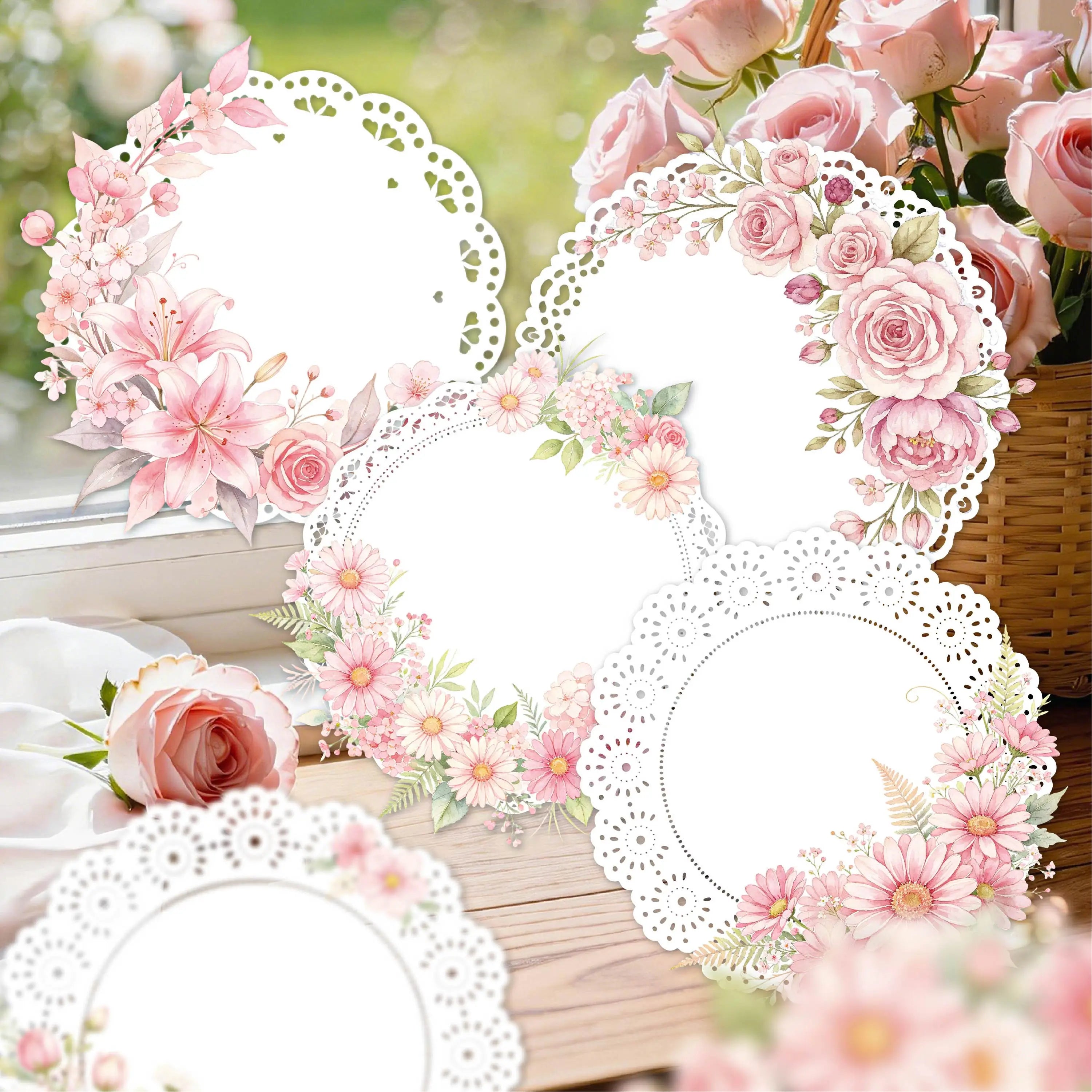 Lace Decorative Paper Stickers — Elegant Scrapbooking & Journaling Decals