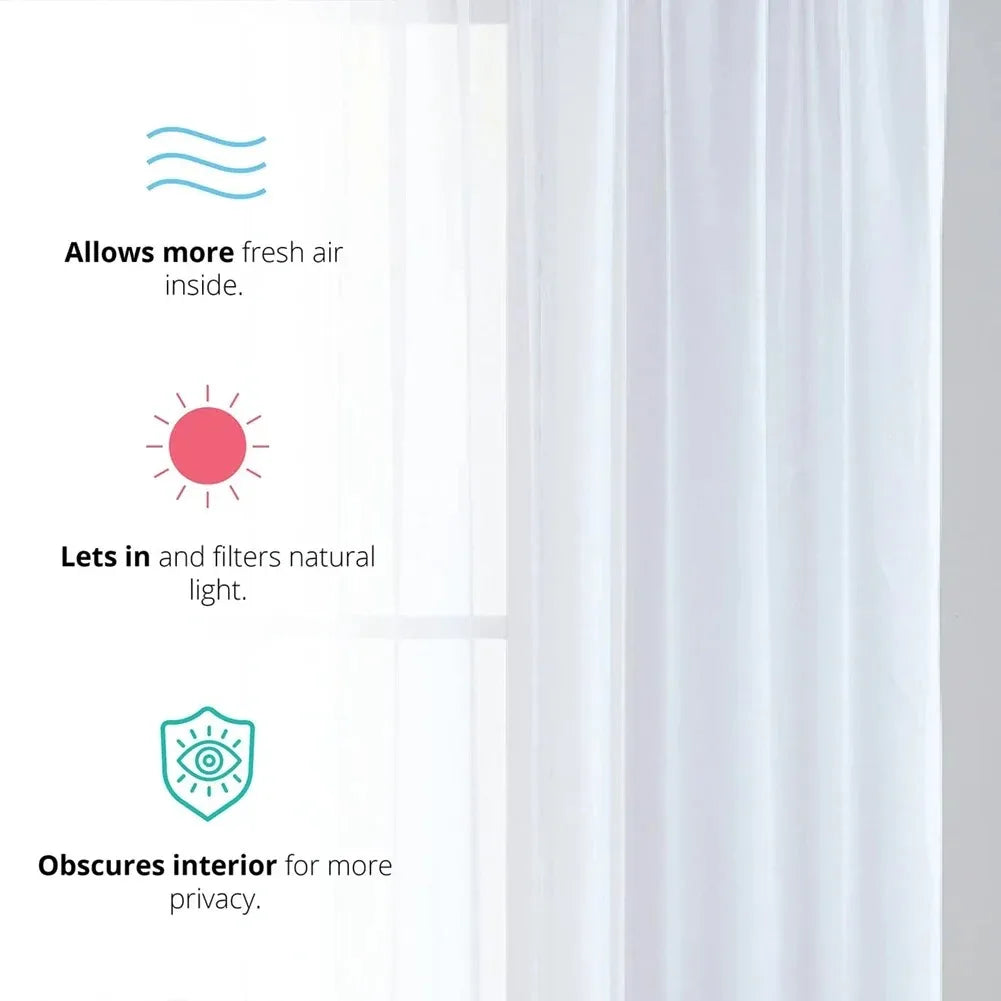 JESSANS White Tulle Sheer Curtains — Luxury Floral Voile Window Drape