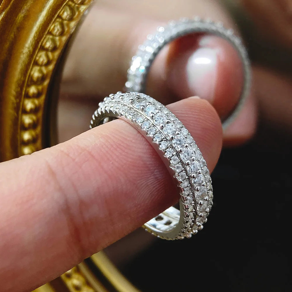 knobspin Moissanite Eternity Band — 18k White Gold Plated Sterling Silver Ring