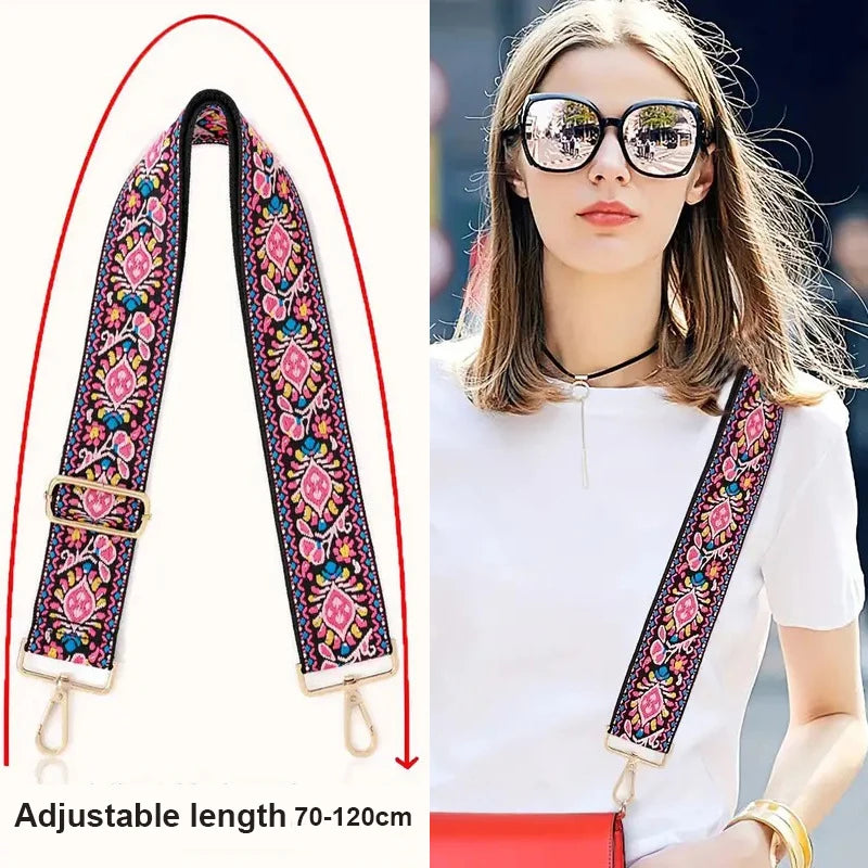 Adjustable Replacement Purse Strap — Patterned Crossbody Shoulder Belt