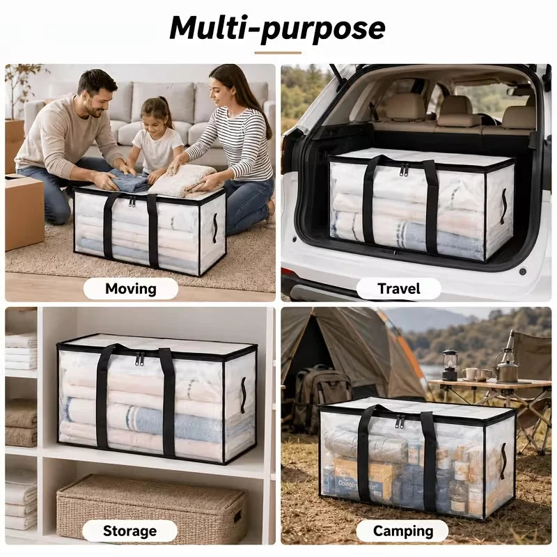 Heavy-Duty Moving Storage Bags — Foldable Zippered Totes for Bedding & Clothes