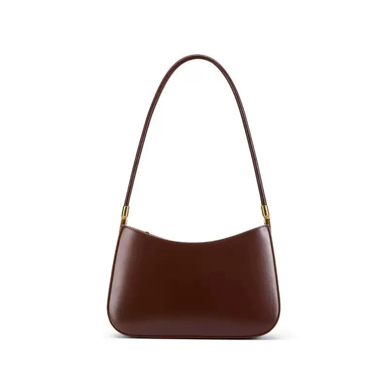 Women's Split Leather Shoulder Bag — Elegant Top-Handle Tote