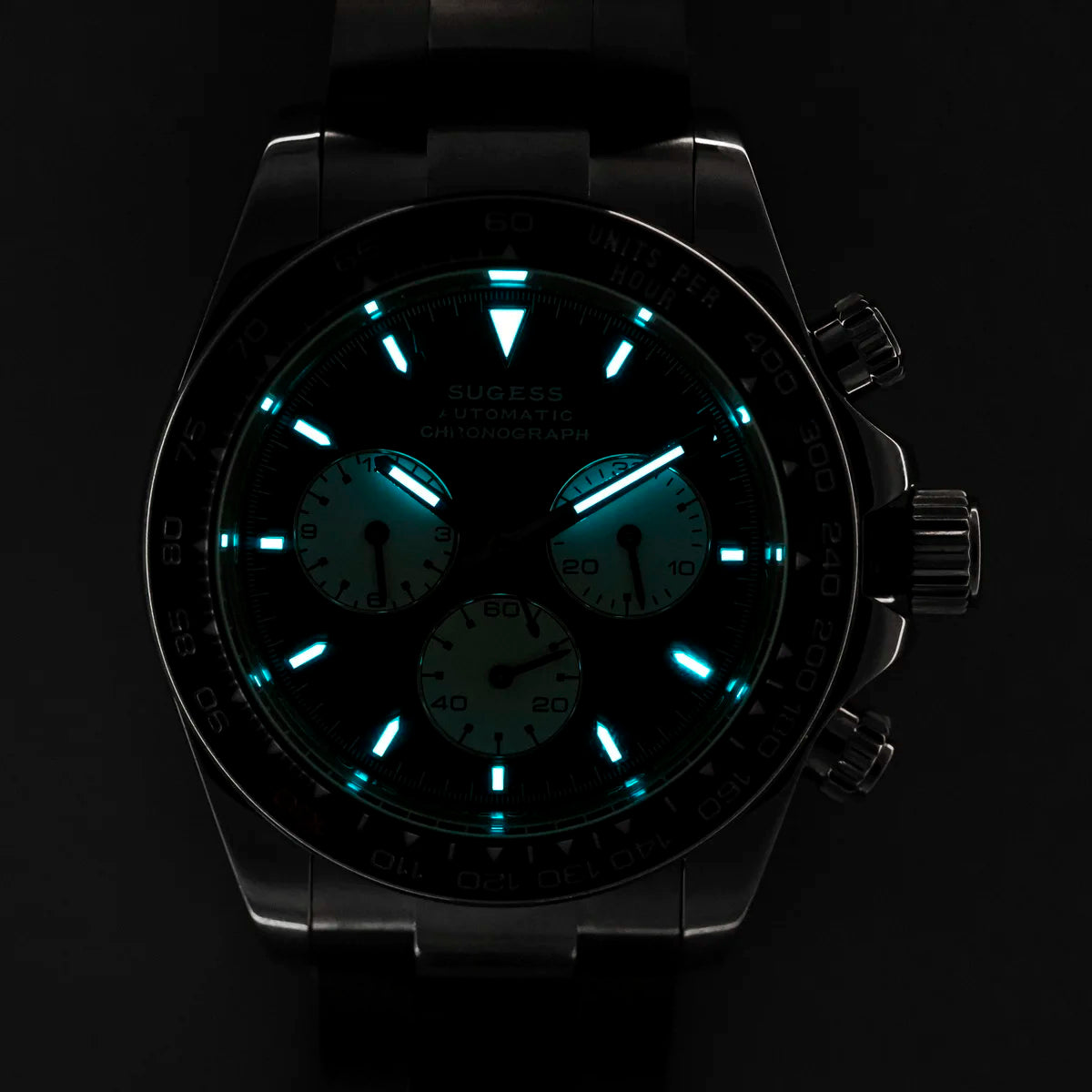 SUGESS Panda Chronograph Watch — Automatic Mechanical Diving Timepiece