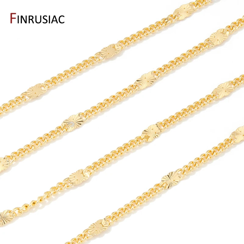 FINRUSIAC 14K Gold Plated Brass Cable Chain — DIY Jewelry Making Supplies