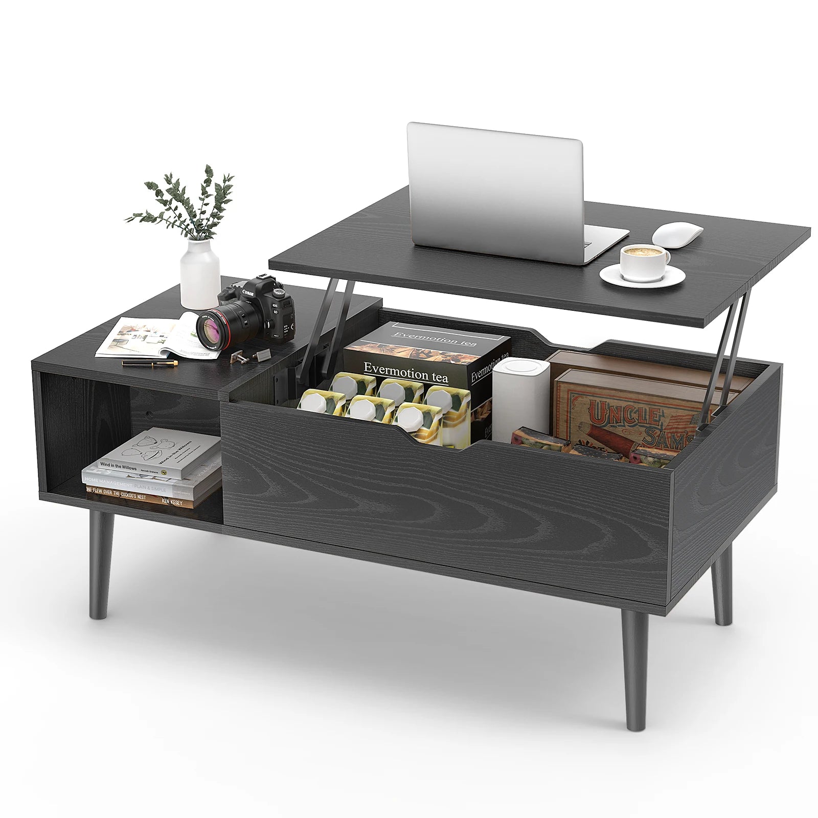JHK Lift Top Coffee Table — Adjustable Height Desk & Storage Unit
