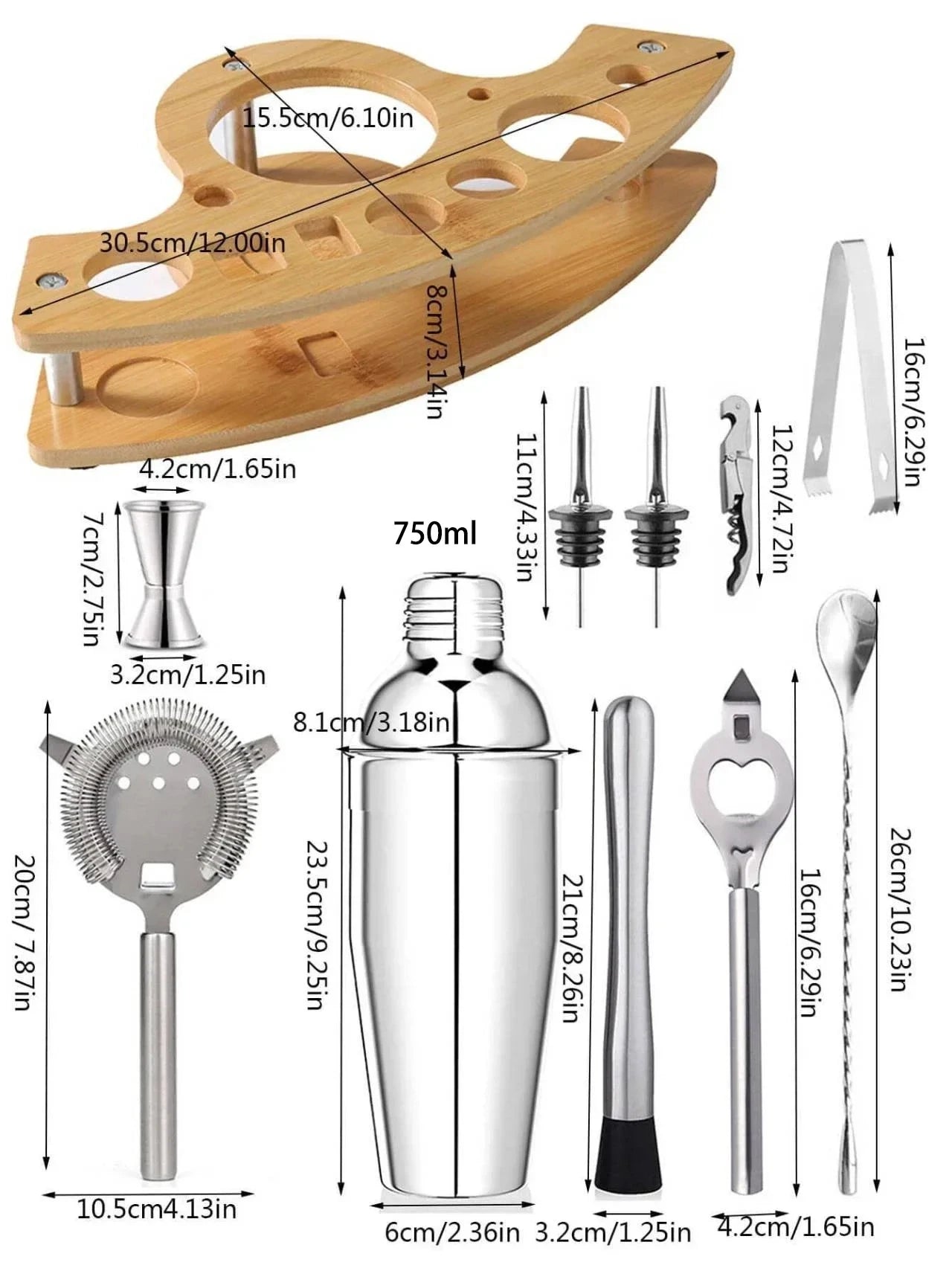 Upors Stainless Steel Cocktail Shaker — Professional Barware Mixer for Drinks
