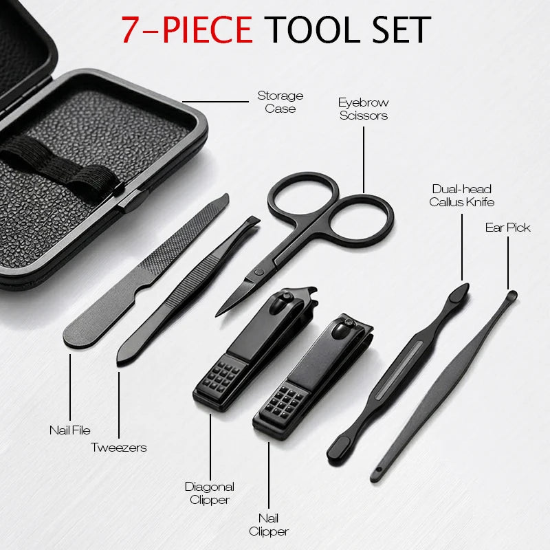 LGRAMER 7-Piece Nail Clipper Set — Professional Manicure & Pedicure Kit