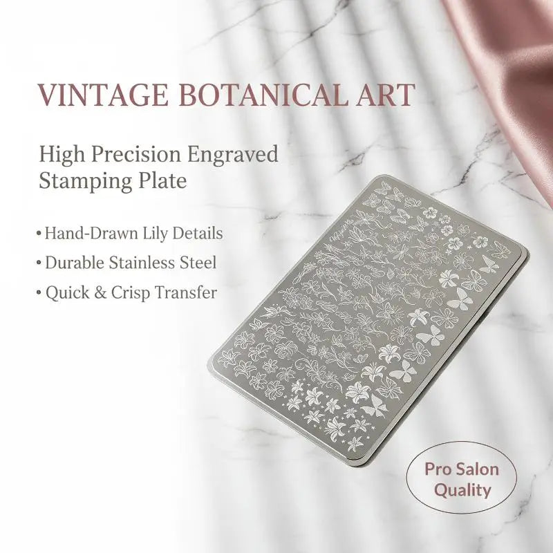 KuZHEN Nail Art Stamping Plate — Precision Floral & Butterfly Designs
