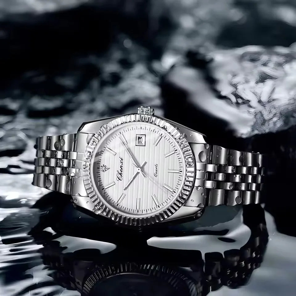 CHENXI 004D Men's Quartz Watch — Luxury Stainless Steel & Luminous Date