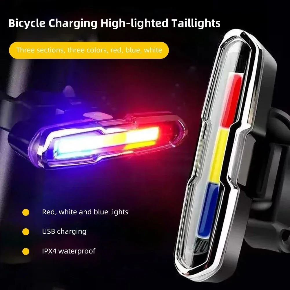 USB Rechargeable Bicycle Taillight — Waterproof Dual Color LED Safety Light