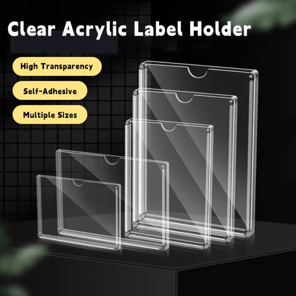 Clear Acrylic Label Holder — Self-Adhesive Sign Display for Shelves