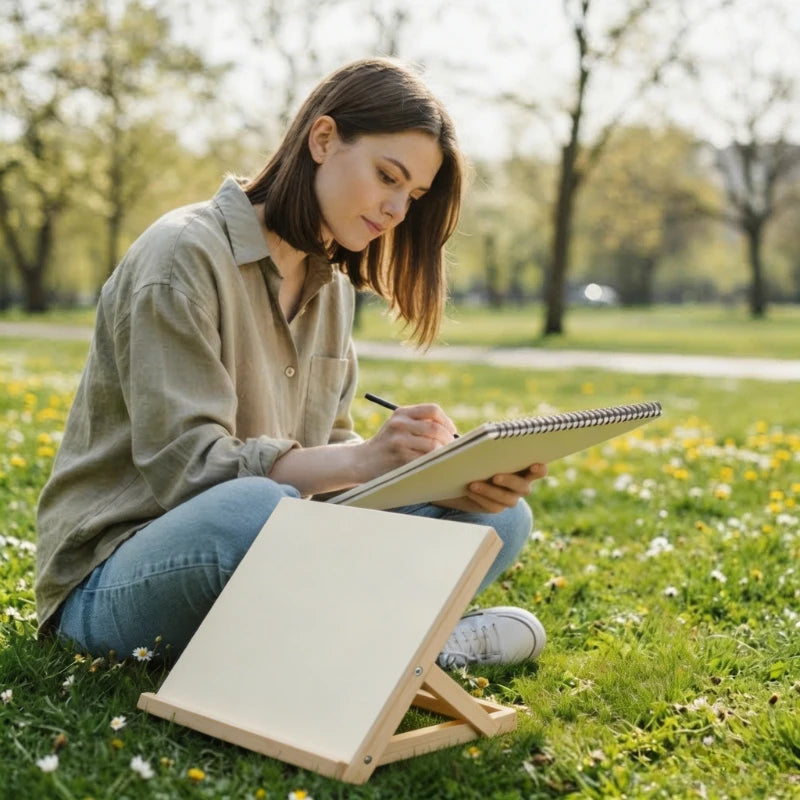 Portable Wooden Tabletop Easel — Adjustable Stand for Painting and Sketching