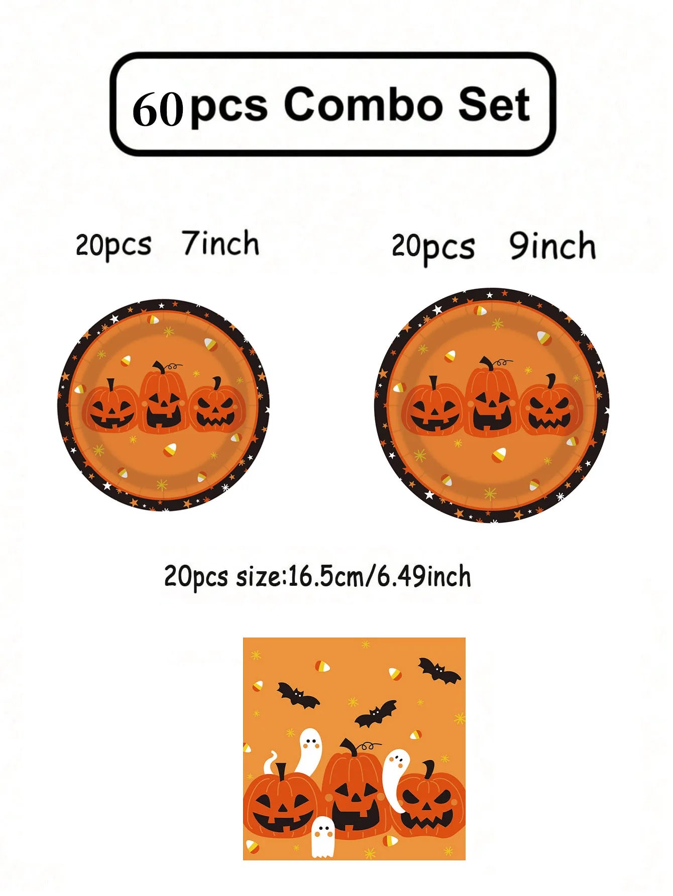 Halloween Tableware Set — Pumpkin and Ghost Print Party Supplies
