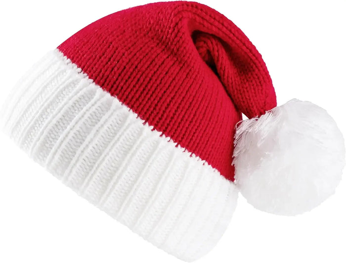 Knitted Christmas Santa Hat — Festive Holiday Party Accessory with Pom Poms