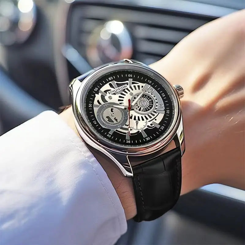 Men's Classic Minimalist Watch — Waterproof Quartz Wristwatch with Leather Band