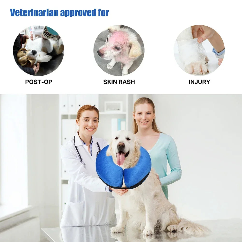 Inflatable Pet Recovery Collar — Soft Protective Cone for Dogs and Cats