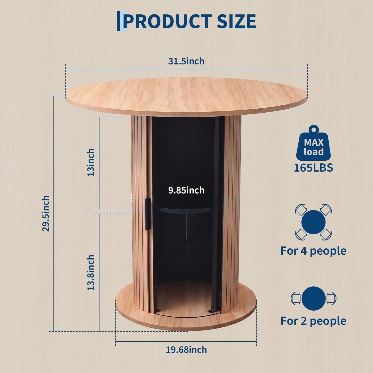 HiMISS Round Dining Table — Space-Saving Kitchen Table with Center Storage