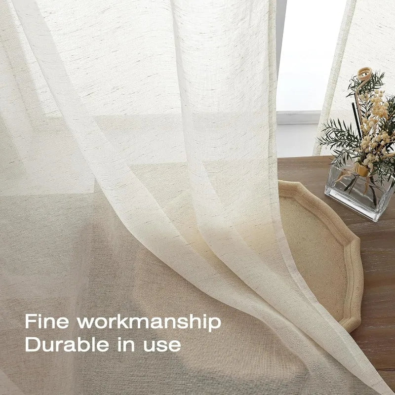 JESSANS Linen Textured Tulle Sheer Curtains — Luxury S-Fold Drapes for Home