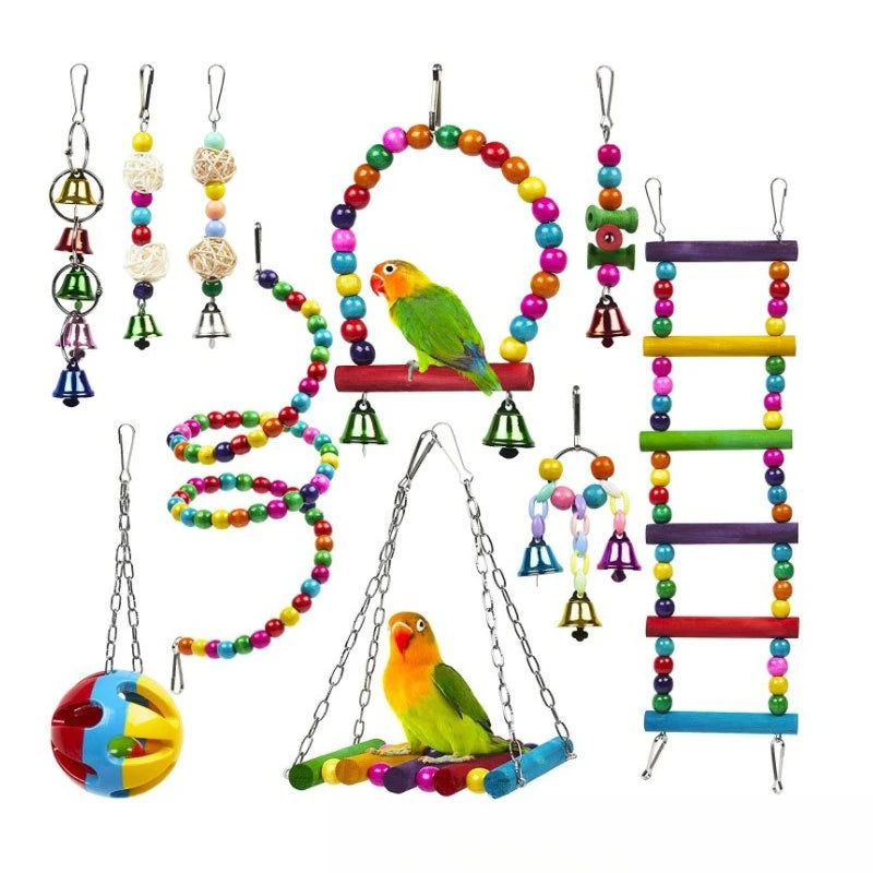 DKSTINYE Parrot Toy Set — Interactive Training Accessories for Small Birds