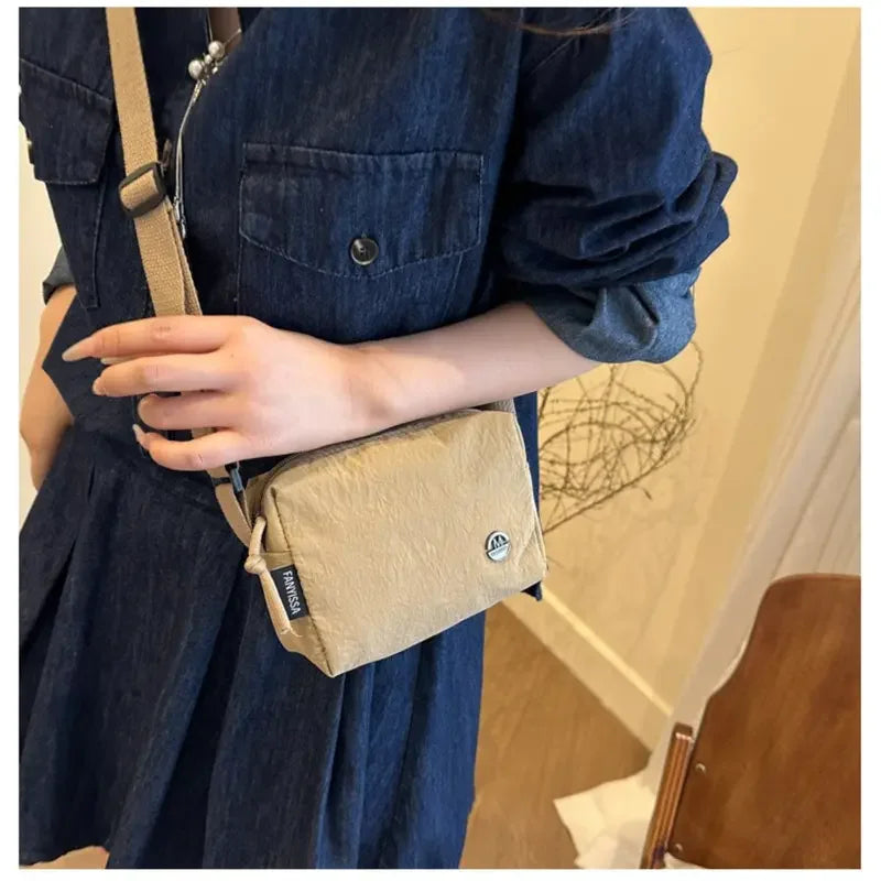 Women's Mini Nylon Crossbody Bag — Multi-Compartment Square Purse for Travel