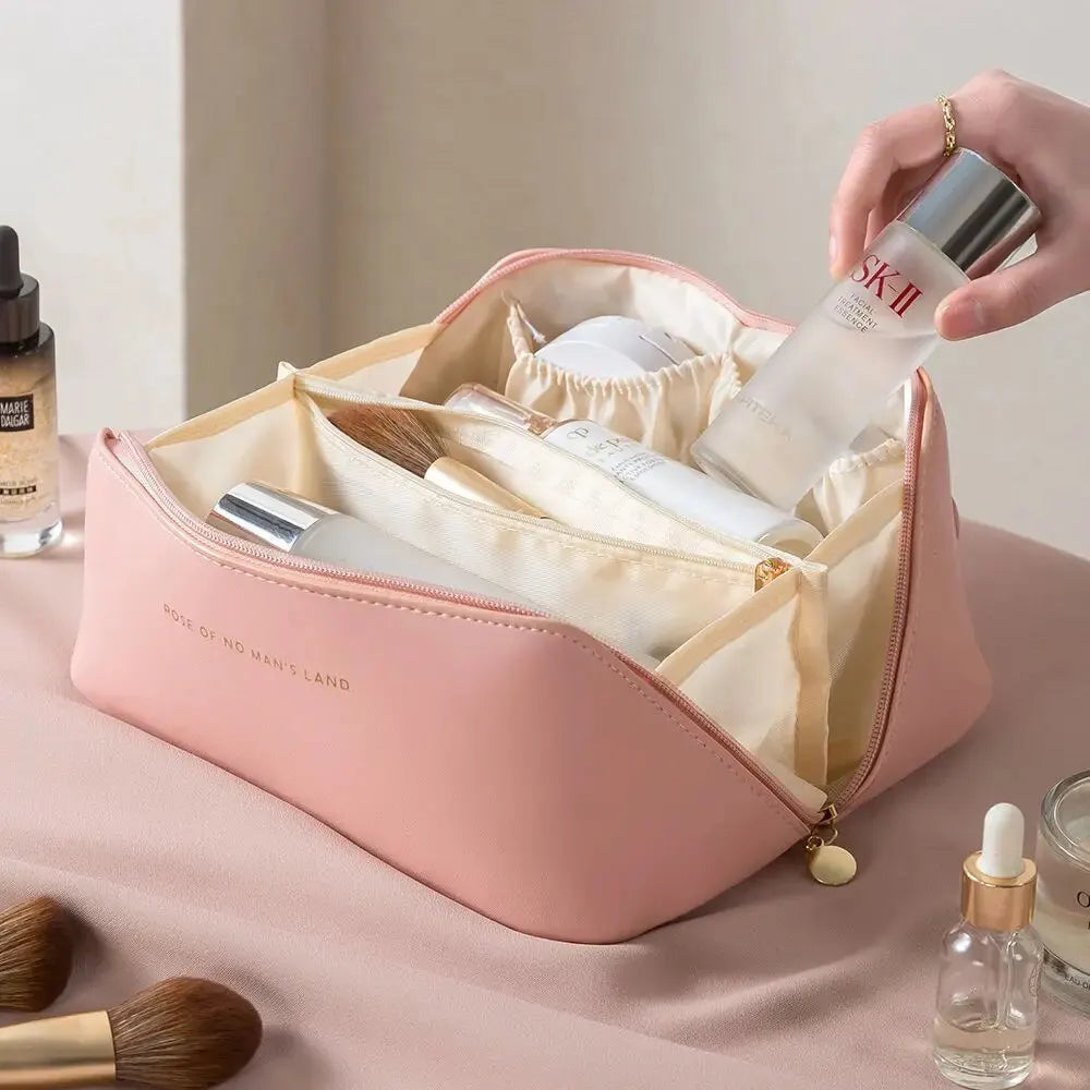 Luxury Makeup Organizer — Spacious Cosmetic Travel Pouch with Zipper
