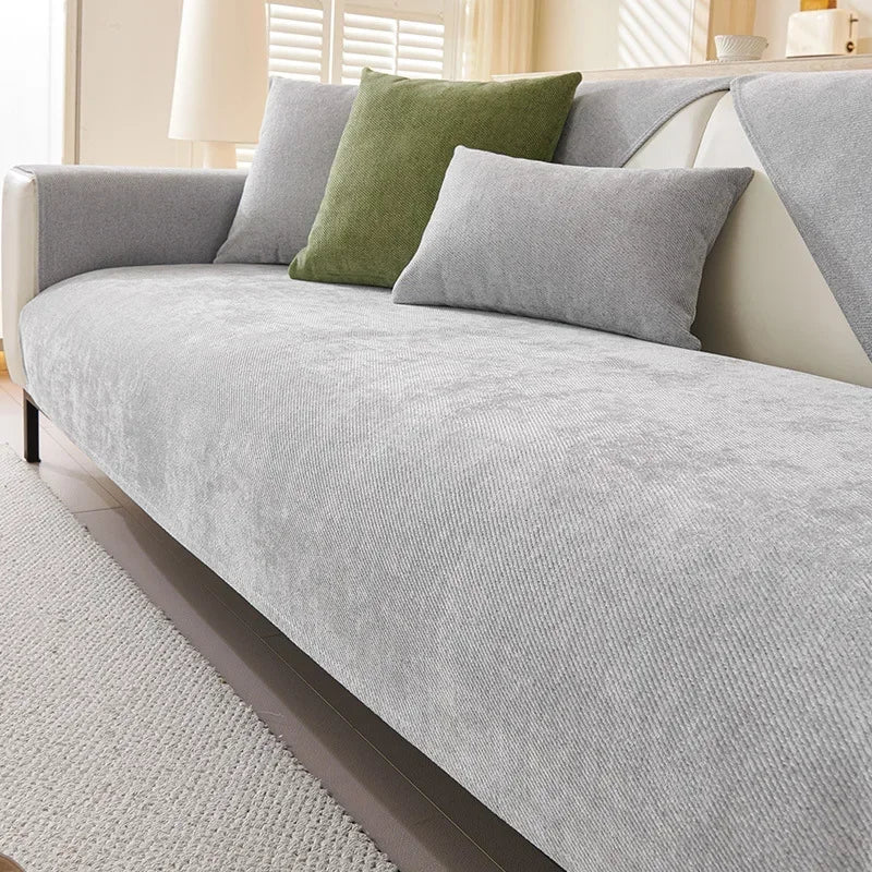 Chenille Sofa Cushion Cover — Non-Slip Jacquard Knit Protector