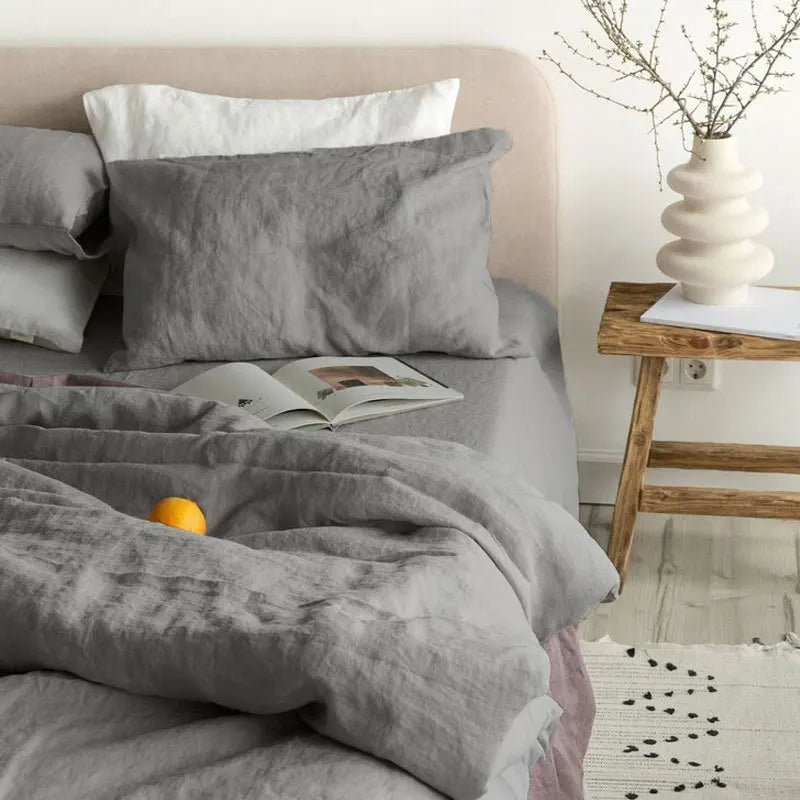 Pure Linen Bed Sheet Set — Breathable 4-Piece Flax Bedding Collection