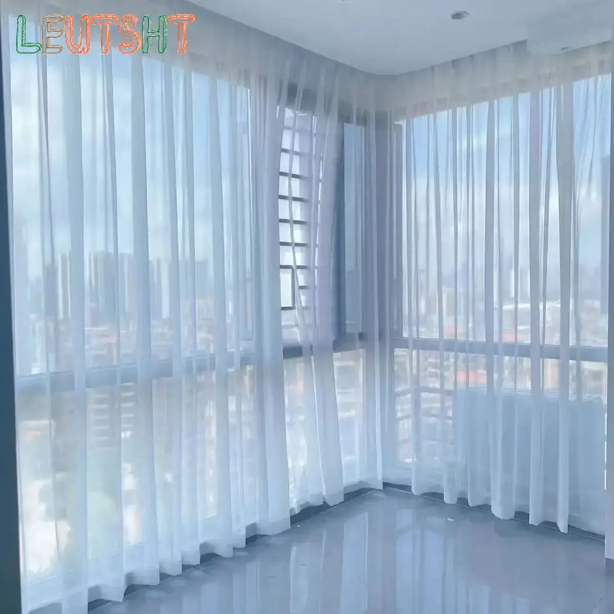 JESSANS White Sheer Floral Curtains — Elegant Transparent Tulle Drapes