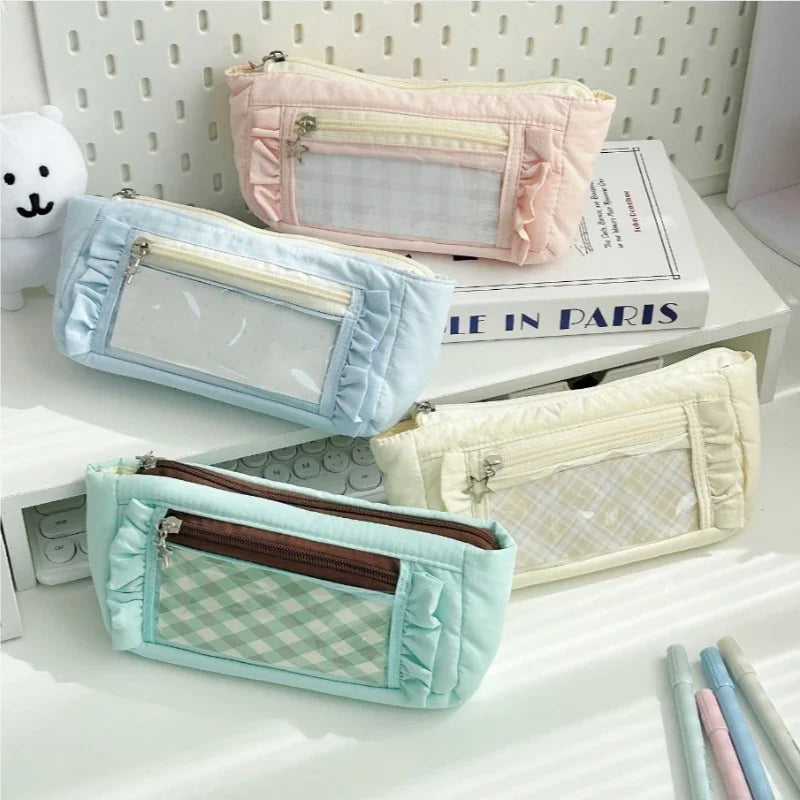 Large Capacity Lace Pencil Case — Elegant Stationery Storage Bag