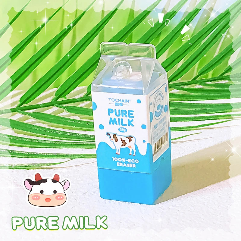 Aesthetic Milk Rubber Erasers — Cute Stationery for School & Teachers