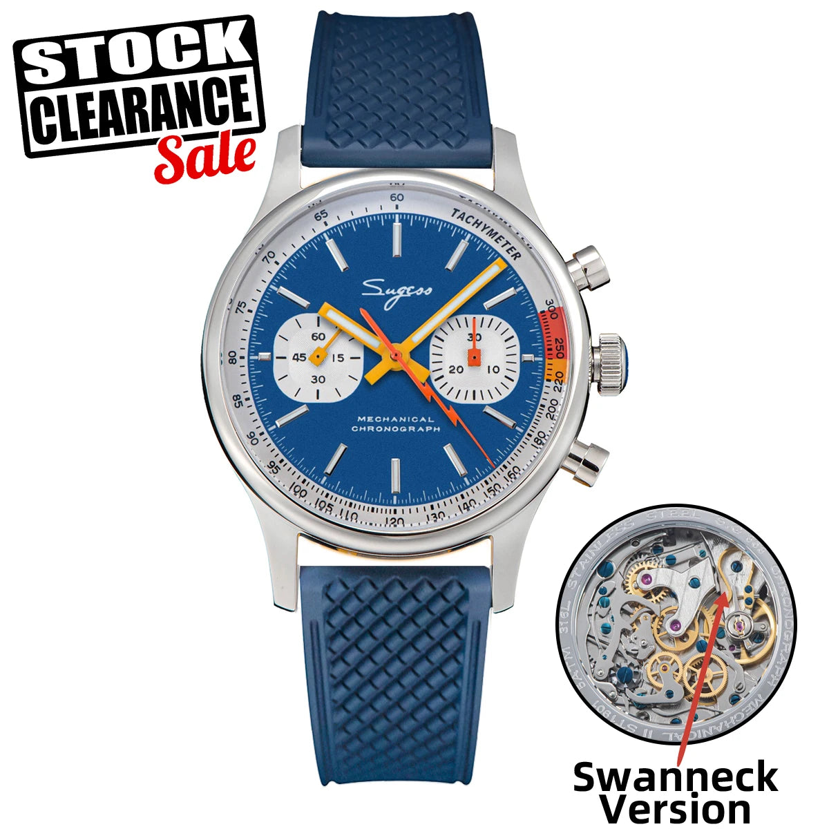 SUGESS Pilot Chronograph Watch — Mechanical Seagull Movement & Sapphire Crystal